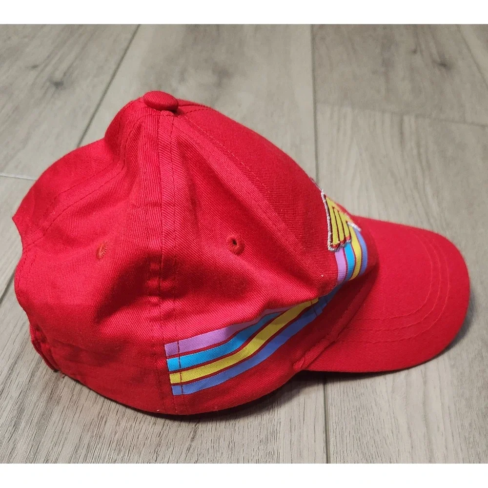 Wonder Woman Kids Red Baseball Cap Logo Rainbow Stripes Adjustable DC Comics